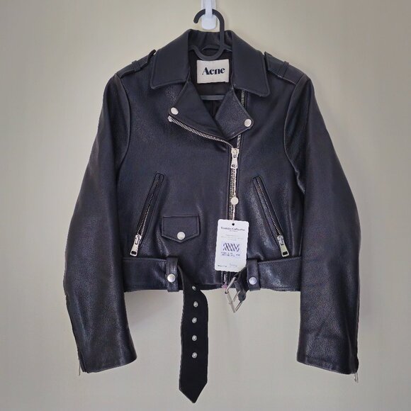 Acne Studios Jackets & Blazers - Acne Studios Mape Petite Goat Leather Jacket - Black - Sz IT38